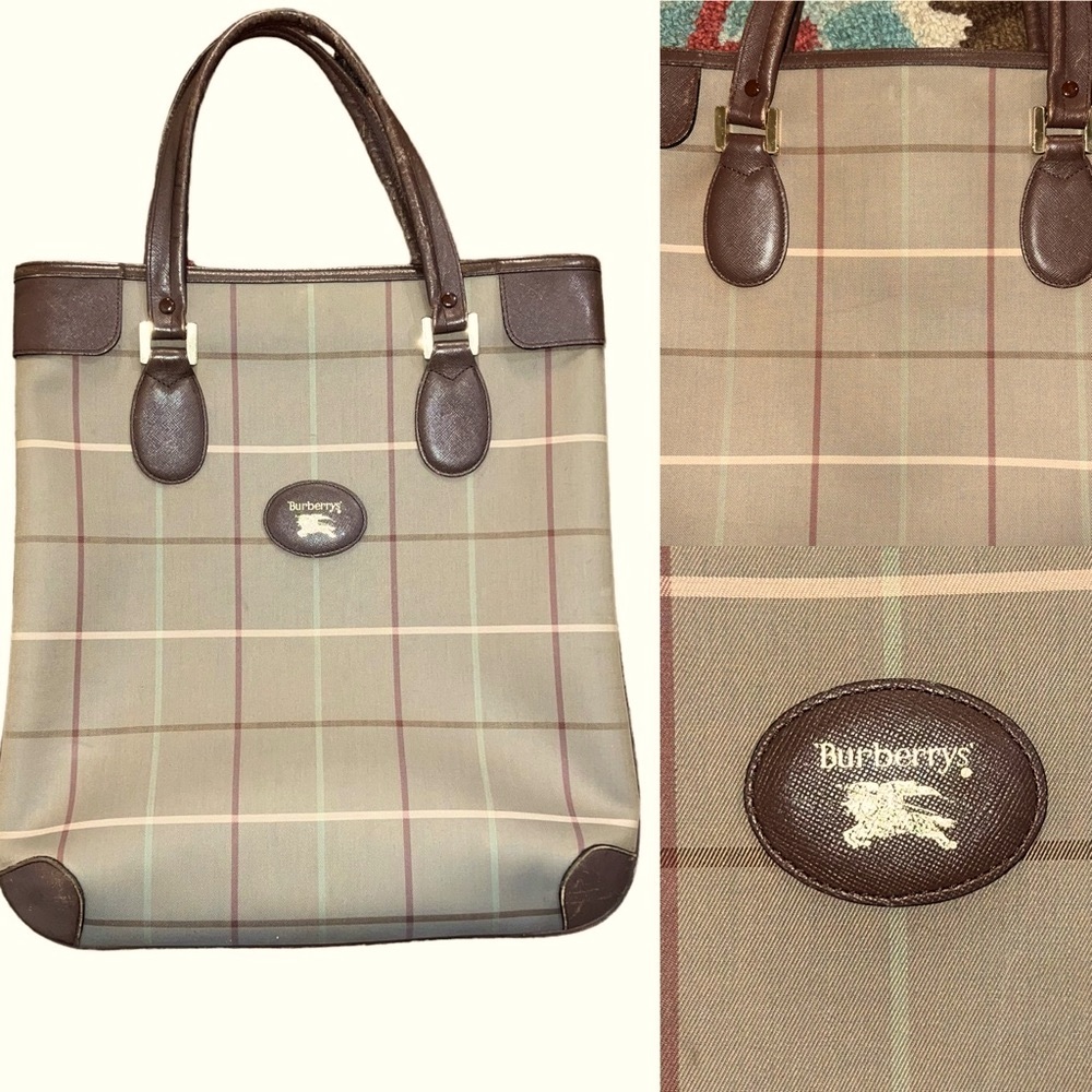 🌟BURBERRYS🌟 🏴󠁧󠁢󠁥󠁮󠁧󠁿TOTE Shoulder Bag🌟 Authentic Classic Plaid Canvas